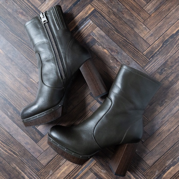 ALL SAINTS Thea Leather Zip Platform Ankle Boots, Green, Size US 7.5/8 (EU 38) - Picture 9 of 15